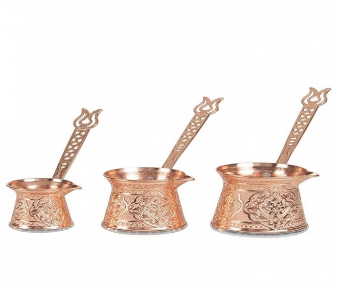 Zamak Cezve 3 lü Set Bakır