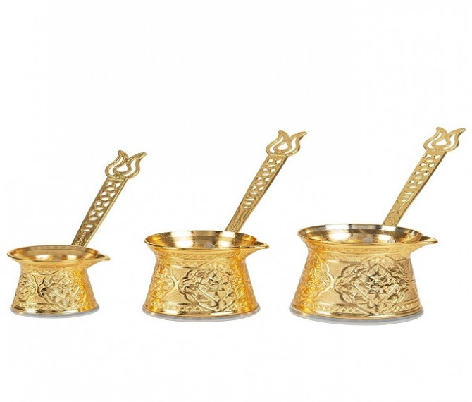 Zamak Cezve 3 lü Set Sarı